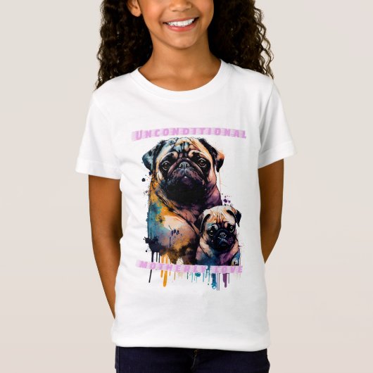 Amor de madre pug - Amor matnal onvoorwaardelijk T-shirt (Voorkant)