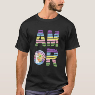 Amor Easter Love Happy Bunny Hunting Eggs Pastel E T-shirt