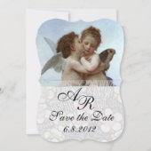 Amor en Psyche als Kinderen Trouwfeest Monogram Kaart (Voorkant)