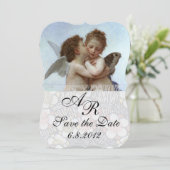 Amor en Psyche als Kinderen Trouwfeest Monogram Kaart (Staand voorkant)