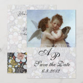 Amor en Psyche als Kinderen Trouwfeest Monogram Kaart (Voorkant / Achterkant)