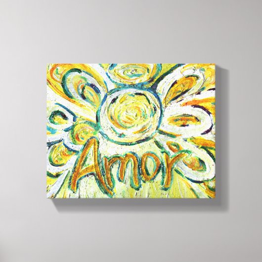 Amor Engel Woord Kunst Verpakt Canvas (Voorkant)