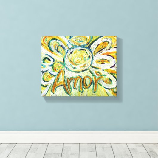 Amor Engel Woord Kunst Verpakt Canvas (Insitu (Houten vloer))