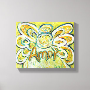 Amor Engel Woord Kunst Verpakt Canvas Afdruk