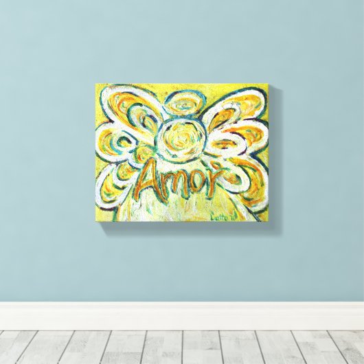 Amor Engel Woord Kunst Verpakt Canvas Afdruk (Insitu (Houten vloer))