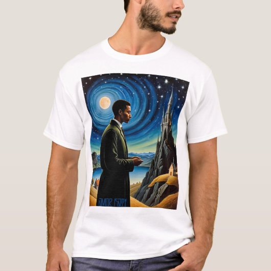 Amor Fati Cosmic Reflection Inspirerend T-shirt (Voorkant)