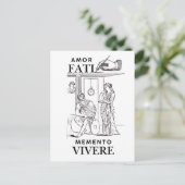 Amor Fati Filosofie Lijn Kunst Briefkaart (Staand voorkant)