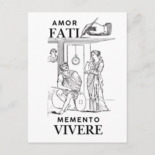 Amor Fati Filosofie Lijn Kunst Briefkaart (Voorkant)