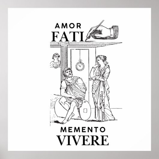 Amor Fati Filosofie Lijn Kunst Poster (Voorkant)