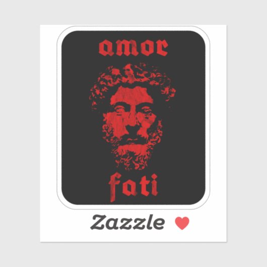 Amor Fati - Marcus Aurelius ( rood) Sticker (Vel)