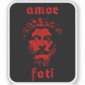 Amor Fati - Marcus Aurelius ( rood) Sticker (Voorkant)