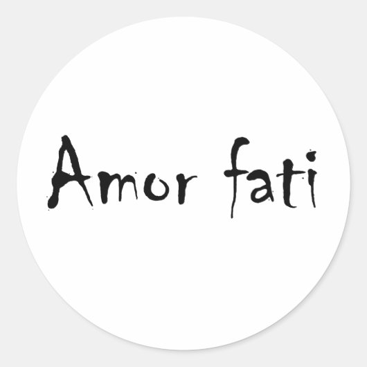Amor fati ronde sticker (Voorkant)