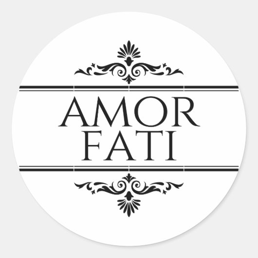 Amor Fati Ronde Sticker (Voorkant)