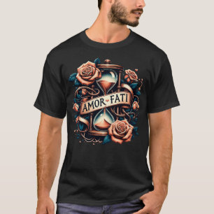 Amor Fati Roos Tijd Zandloper Filosofie T-shirt