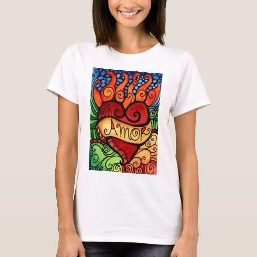 Amor Flaming Heart Tshirt Design (Voorkant)