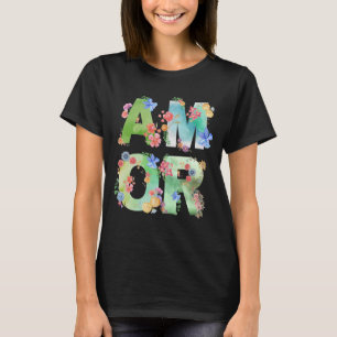Amor, Floral Spring Cute Love Romantic Waterverf T-shirt
