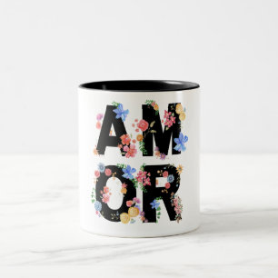 Amor Floral Spring Cute Love Romantic Waterverf Tweekleurige Koffiemok