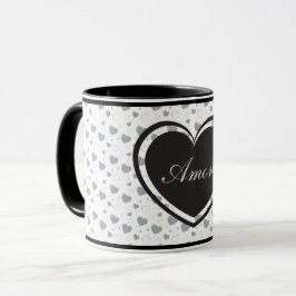 Amor Grey glanzende harten schattig romantisch pat Mok