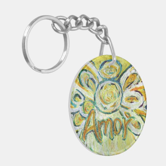 Amor Guardian Angel Word Custom Sleutelhanger (Voorkant Links)