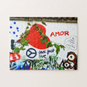 Amor Hart en Vrede op een Graffiti Muur - Legpuzzel (Horizontaal)