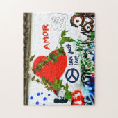 Amor Hart en Vrede op een Graffiti Muur - Legpuzzel (Verticaal)