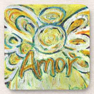 Amor Love Angel Word Cork Onderzetters