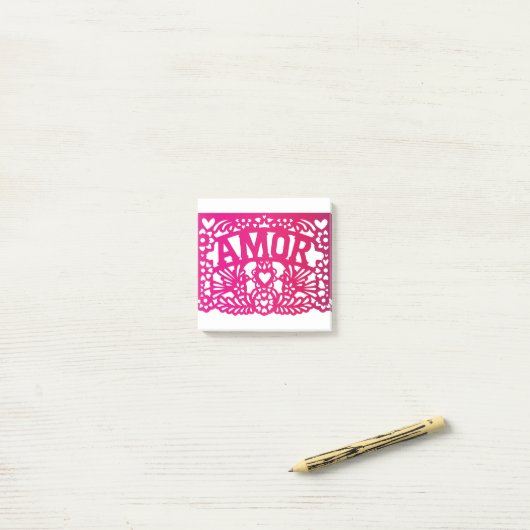 AMOR Love Mexicaanse papel picado Post-it® Notes (Op bureau)