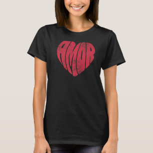 AMOR Love Valentijnsdag Retro Groovy Valentijn H T-shirt