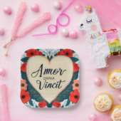 Amor Omnia Vincit - citaat Papieren Bordje (Feest)