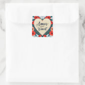 Amor Omnia Vincit - citaat Vierkante Sticker (Tas)