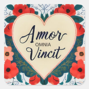 Amor Omnia Vincit - citaat Vierkante Sticker