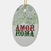 Amor Roma met groene kant Keramisch Ornament (Links)