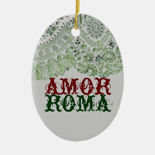Amor Roma met groene kant Keramisch Ornament (Voorkant)