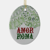 Amor Roma met groene kant Keramisch Ornament (Rechts)