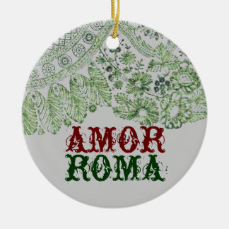 Amor Roma met groene kant Keramisch Ornament