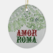 Amor Roma met groene kant Keramisch Ornament (Links)