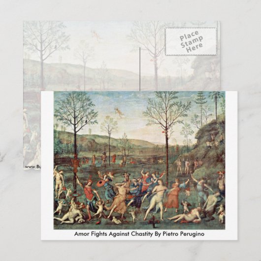 Amor vecht tegen de wreedheid van Pietro Perugino Briefkaart (Voorkant / Achterkant)