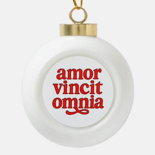 Amor vincit omnia keramische bal ornament (Voorkant)