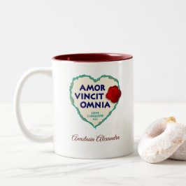 Amor Vincit Omnia Liefde Tweekleurige Koffiemok