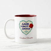 Amor Vincit Omnia Liefde Tweekleurige Koffiemok (Links)