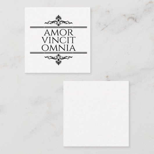 Amor Vincit Omnia Love verovert alle Latijnse zinn Informatiekaartje (Voorkant / Achterkant)