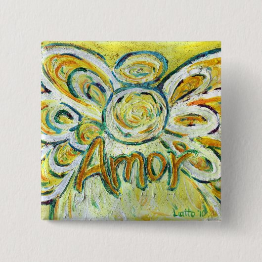 Amor Word Angel Art Pin Buttonnen Vierkante Button 5,1 Cm (Voorkant)