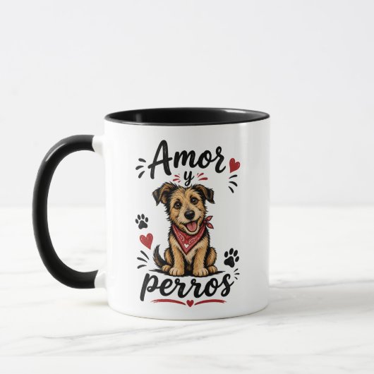 Amor y Perros Grappig Hond Liefhebber Design Mok (Links)