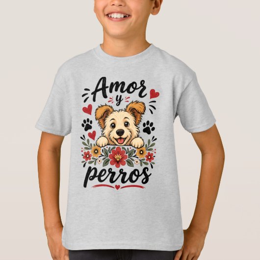 Amor y Perros Grappig Hond Liefhebber Design T-shirt (Voorkant)