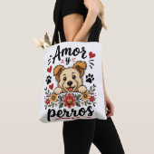 Amor y Perros Grappig Hond Liefhebber Design Tote Bag (Dichtbij)