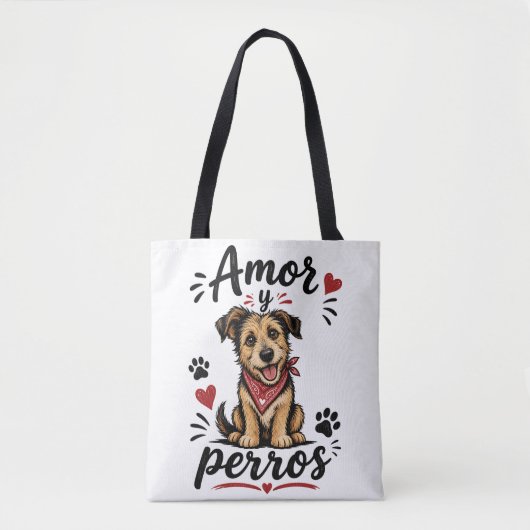 Amor y Perros Grappig Hond Liefhebber Design Tote Bag (Voorkant)