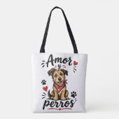 Amor y Perros Grappig Hond Liefhebber Design Tote Bag (Achterkant)