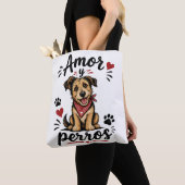 Amor y Perros Grappig Hond Liefhebber Design Tote Bag (Dichtbij)