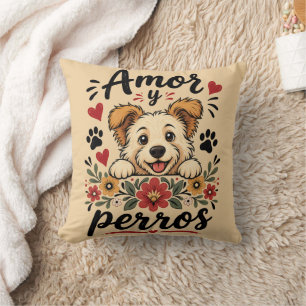 Amor y Perros Grappig Ontwerp voor Hondenliefhebbe Kussen