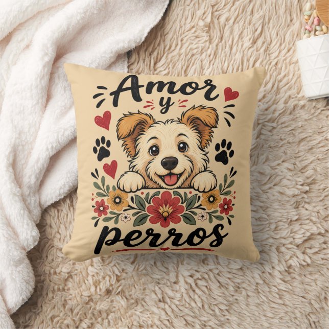 Amor y Perros Grappig Ontwerp voor Hondenliefhebbe Kussen (Deken)